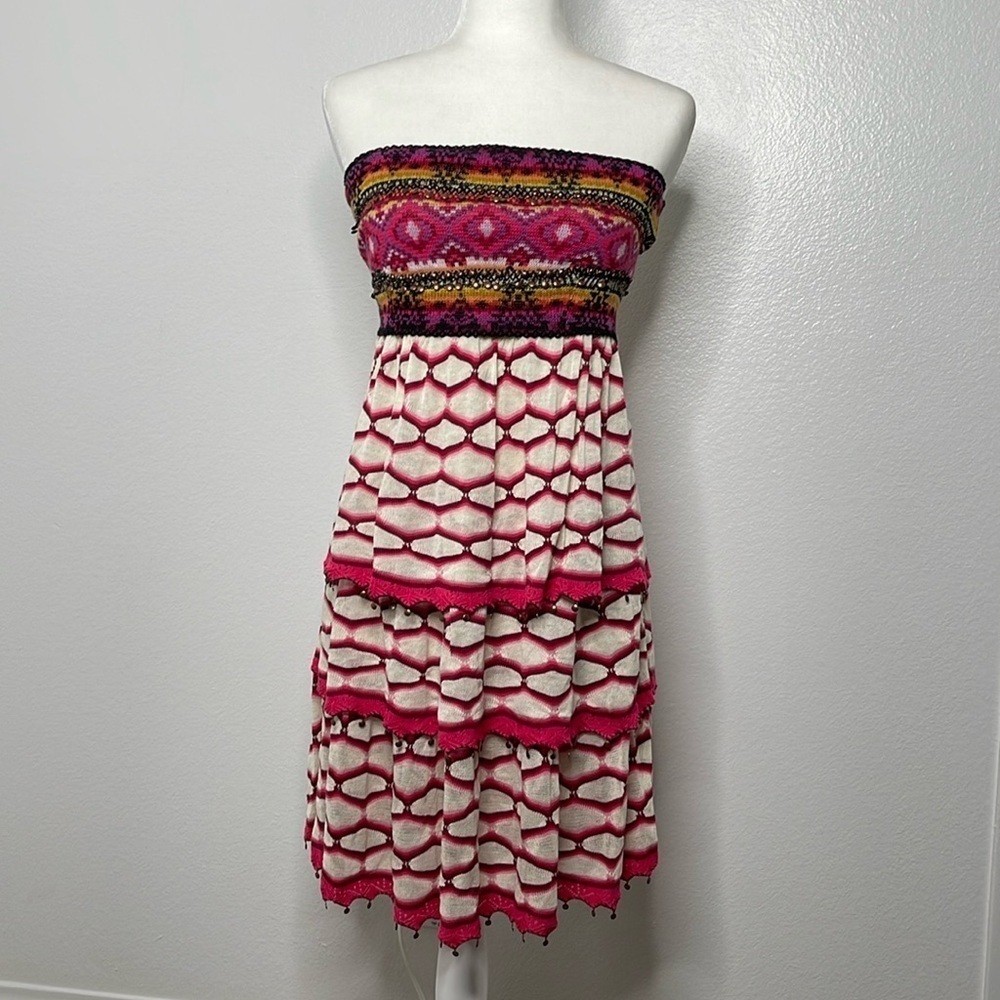 Cecilia Prado Knit Crochet Layered Sequin Detail Tube Dress Size Medium